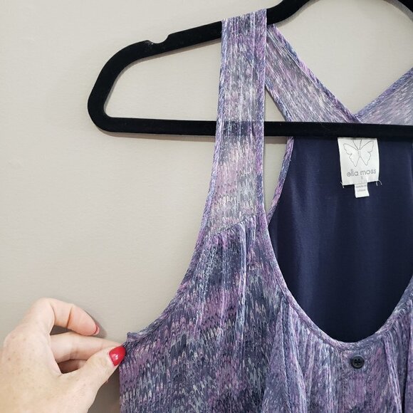Ella Moss 100% Silk Ruffle Watercolor Tank S - Picture 4 of 8